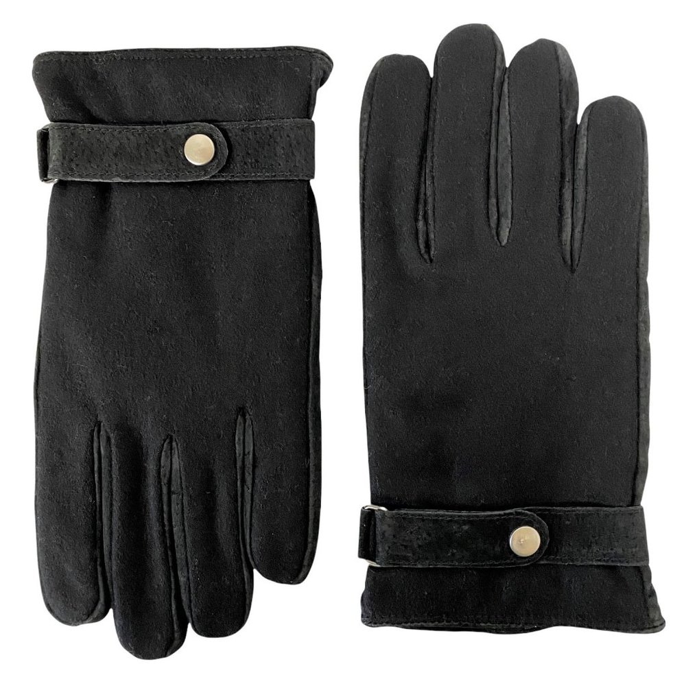 Grandoe Mens NEW $125 Wool-Blend Suede Leather Winter Gloves Snap Wrist Black XL